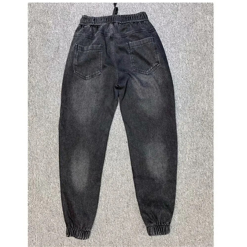 Modne muške kargo hlače Hip Hop Streetwear Denim Jogger hlače Muške ležerne elastične hlače u struku Muške široke harem jean hlače
