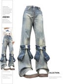 Moteriški 90-ųjų džinsai, estetiški Y2k Vintažiniai Baggy džinsiniai kelnės Harajuku aukštu juosmeniu plataus lanko kaubojiškos kelnės 2000 m. drabužiai