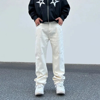 Νέο Y2K American Printed Pattern Σχέδιο Μασίφ τζιν ίσιο Hip Hop Φαρδύ παντελόνι Ανδρικό τζιν υψηλής ποιότητας