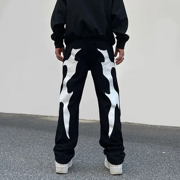 Νέο Y2K American Printed Pattern Σχέδιο Μασίφ τζιν ίσιο Hip Hop Φαρδύ παντελόνι Ανδρικό τζιν υψηλής ποιότητας