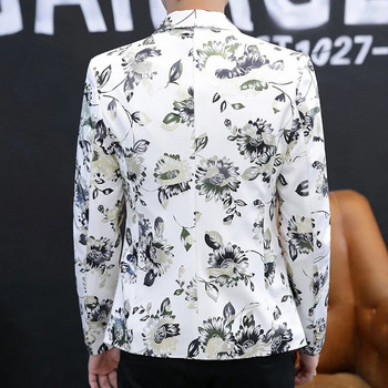 HOO 2024 Ανδρικό φθινοπωρινό εξατομικευμένο casual φλοράλ κοστούμι εφήβων με στάμπες μόδας Προσαρμοσμένο ανδρικό μπλέιζερ
