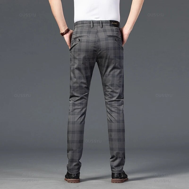 Új klasszikus 7 színű formális nadrág férfi csíkos kockás üzleti divat kényelmes piros irodai Four Seasons karcsú öltöny nadrág 30-38