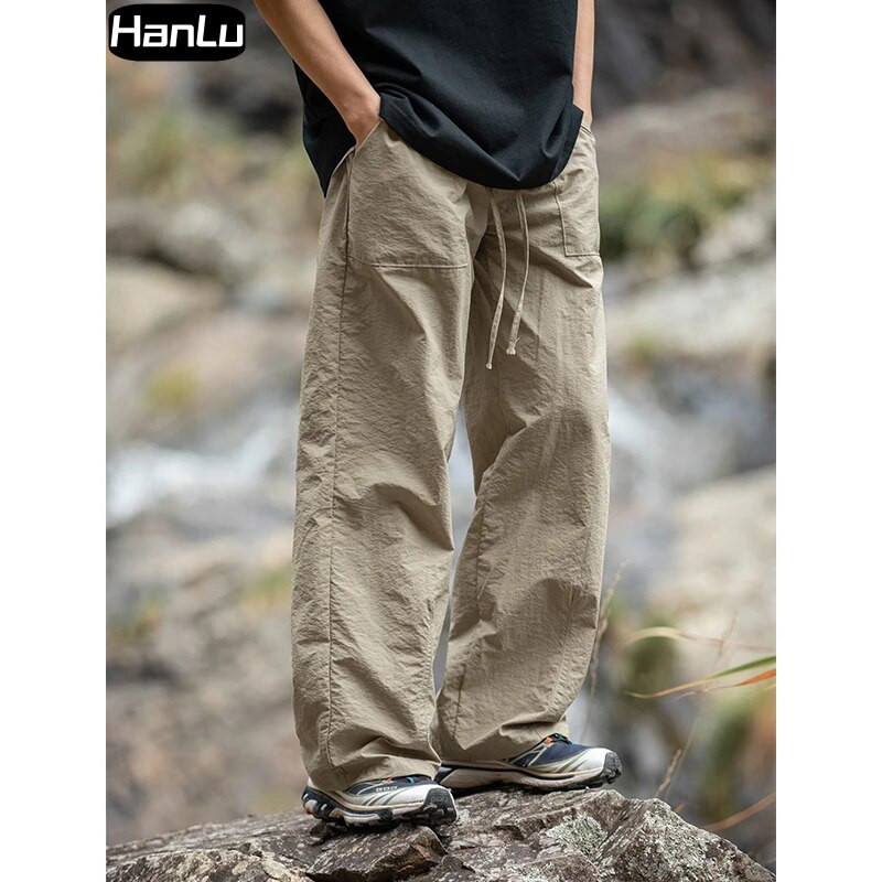 Muške proljeće/ljeto nove ravne hlače za ležerne potrebe Ženske tanke plisirane hip hop modne radne hlače