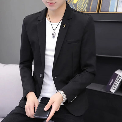 2022 Boutique, la modă și confortabilă, ocazional, slim fit, culoare solidă, respirabil, costum mic, jachetă pentru tineret frumos