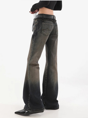 Γυναικεία γοτθικά μαύρα τζιν φαρδιά τζιν παντελόνια χαμηλή μέση φαρδιά κορεάτικα Y2k streetwear Γυναικεία Vintage παντελόνια με φαρδύ πόδι