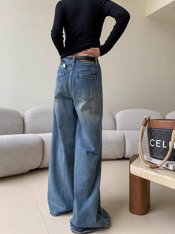 Γυναικείο ρετρό ψηλόμεσο, χαλαρό παντελόνι με φαρδιά μικρού μήκους, casual τζιν, Vintage American Street, ίσιο τζιν παντελόνι