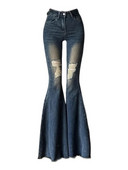 Korejske modne ženske poderane traper hlače Vintage flare jeans Harajuku Y2k Japanske ulične grunge hlače Kpop Grunge 2000-ih