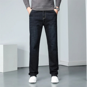 Класически стил Средно тежки мъжки бизнес разтегливи стандартни дънки Есенни сини дънкови панталони Мъжки маркови панталони