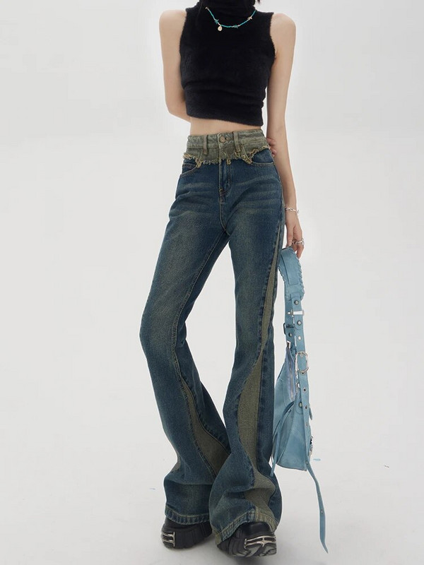 Američki ulični stil Traperice visokog struka Široke hlače 2023. Ženska modna široka traper hlača Y2K širokih nogavica Ženska odjeća