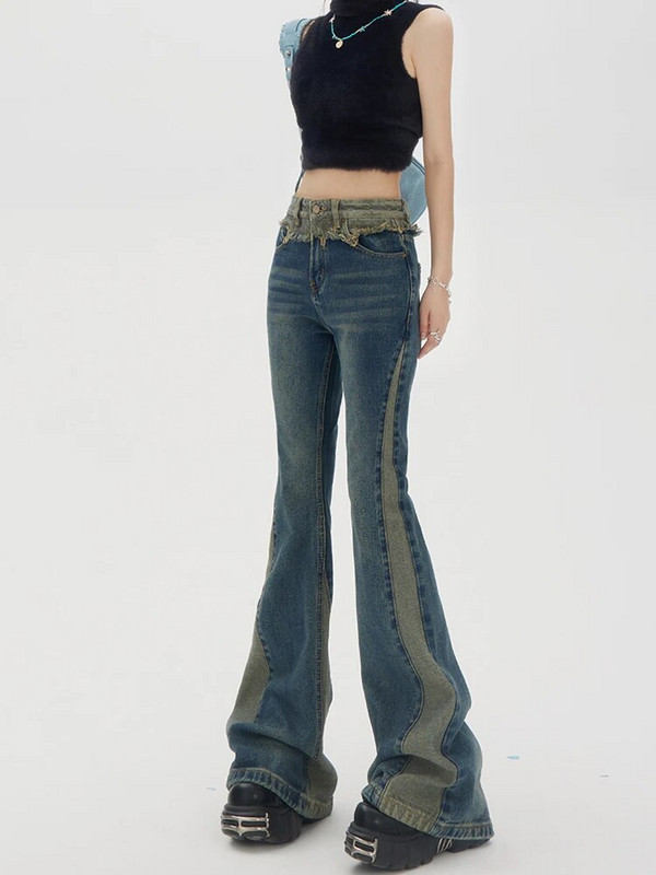 Američki ulični stil Traperice visokog struka Široke hlače 2023. Ženska modna široka traper hlača Y2K širokih nogavica Ženska odjeća