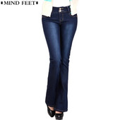 MIND FEET Ženske traperice, uske, različite veličine, ženske rastezljive traper hlače s šiljcima, prozračne modne zvonaste hlače visoke kvalitete