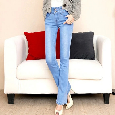 MIND FEET Ženske traperice, uske, različite veličine, ženske rastezljive traper hlače s šiljcima, prozračne modne zvonaste hlače visoke kvalitete