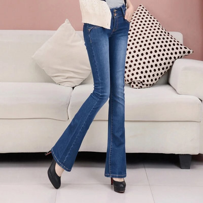 MIND FEET Ženske traperice, uske, različite veličine, ženske rastezljive traper hlače s šiljcima, prozračne modne zvonaste hlače visoke kvalitete