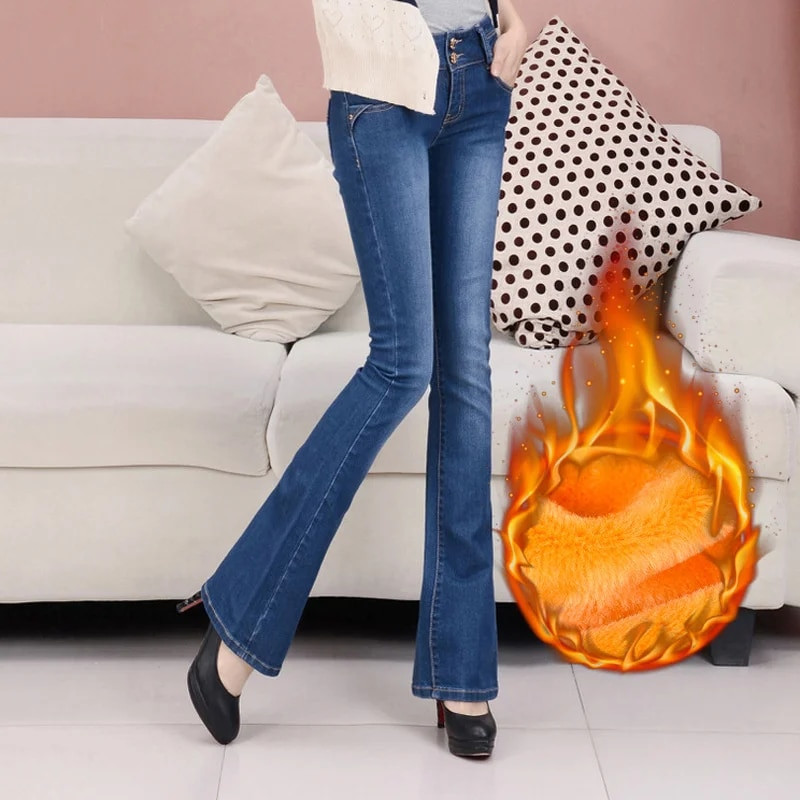 MIND FEET Ženske traperice, uske, različite veličine, ženske rastezljive traper hlače s šiljcima, prozračne modne zvonaste hlače visoke kvalitete