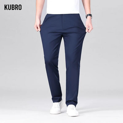 KUBRO Male Smart Casual Pants Stretchy Sports Men Fast Dry Trousers Spring Autumn Full Length Straight Elegant Office Work Pant
