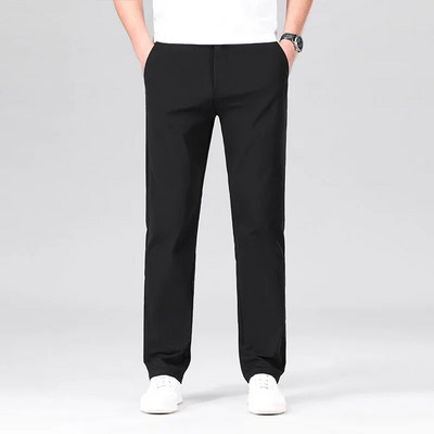 KUBRO Pantaloni casual inteligenți pentru bărbați, elastici, pentru sport, pentru bărbați, cu uscare rapidă, primăvară, toamnă, pantaloni drepti, eleganti, de lucru de birou