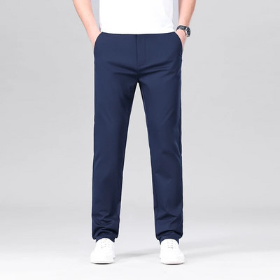 KUBRO Pantaloni casual inteligenți pentru bărbați, elastici, pentru sport, pentru bărbați, cu uscare rapidă, primăvară, toamnă, pantaloni drepti, eleganti, de lucru de birou