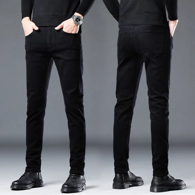 2023 Toamna Iarna Design Nou Bărbați Slim Fit Blugi Negri Stretch Logo Verde Moda Pantaloni Casual Denim Pantaloni Bun Bumbac Bărbați