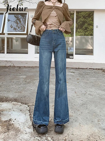 Jielur Retro American Slim Γυναικεία Τζιν Μόδα Street Flare Jeans Γυναικείο Φθινόπωρο Νέο Ψηλόμεσο Απλό Basic Chicly Woman παντελόνι