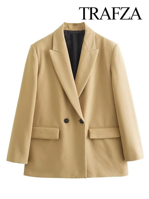TRAFZA ženski sako s teksturom, modni višebojni uredski sako, šik gornji dio 2024. Ženska ležerna jakna s dugim manšetama, jednoredni gumbi