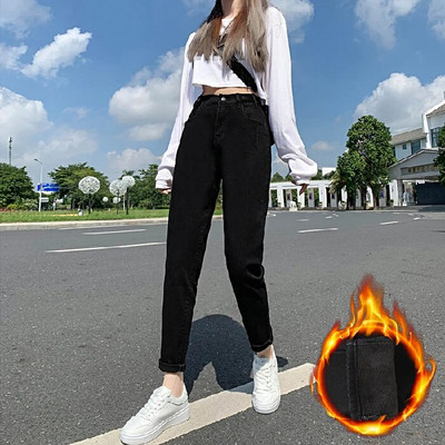 Ruhák Rózsaszín Polár Farmer Női Téli Új Boyfriend Farmer Nadrág Alkalmi Divat Klasszikus Női Harlan Nadrág 4XL 5xl