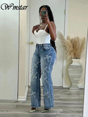 Blugi Wmstar pentru femei cu talie înaltă, denim, fund, prietenul băiatului, pantaloni drepti cu picioare largi, moda coreeană, îmbrăcăminte de stradă, dropshipping cu ridicata