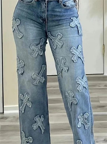 Wmstar Jeans Women High Waist Denim Bottom Boy Friend Прави широки панталони Корейска мода Streetwear Дропшиппинг на едро