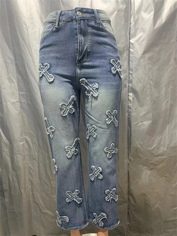 Wmstar Jeans Γυναικεία Ψηλόμεση Τζιν Boy Friend ίσιο παντελόνι φαρδύ πόδι Κορεάτικη μόδα Streetwear χονδρική Dropshipping