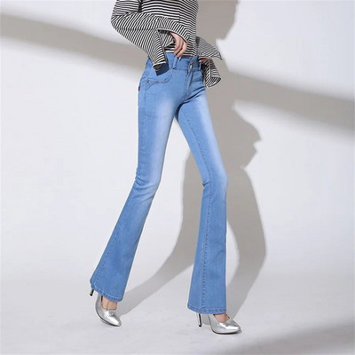 Kõrge vöökohaga õhukesed teksad, 40–80 kg, venivad teksapüksid Korea vabaaja püksid Vaqueros kevadsügis, kõhn Pantalones Femme