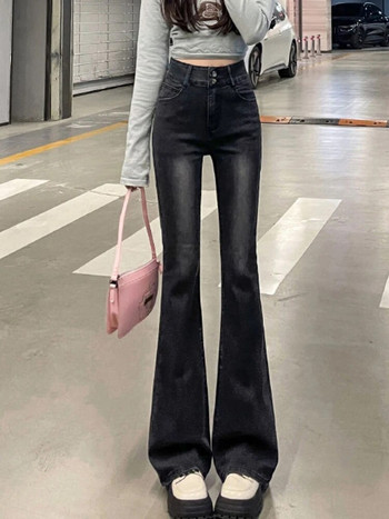 Винтидж кльощави дънки Дамски кльощави с висока талия Секси корейски модни еластични пролетни есенни панталони Сладки дамски улични дрехи Тенденция