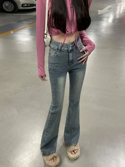 Blugi vintage evazați femei skinny talie înaltă sexy moda coreeană elasticitate primăvară toamnă pantaloni dulci femei Streetwear tendință