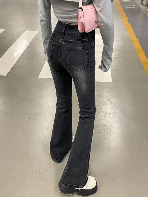 Blugi vintage evazați femei skinny talie înaltă sexy moda coreeană elasticitate primăvară toamnă pantaloni dulci femei Streetwear tendință