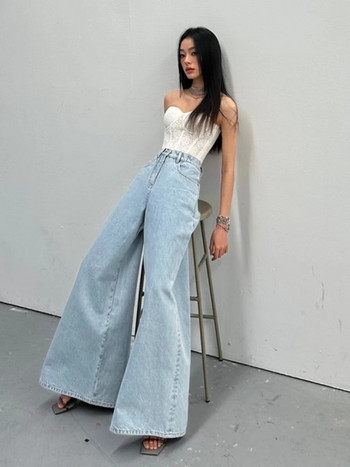 Дамски дънки Пролет Harajuku Streetwear Baggy Pantalones Denim Нови стилни универсални колежански шик прости панталони с пълна дължина