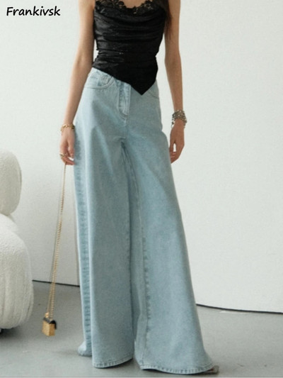 Дамски дънки Пролет Harajuku Streetwear Baggy Pantalones Denim Нови стилни универсални колежански шик прости панталони с пълна дължина