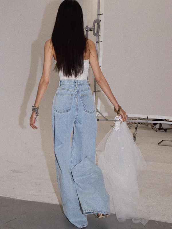 Ženske traperice Proljeće Harajuku Streetwear Baggy Pantalone Denim Nove elegantne univerzalne sveučilišne jednostavne hlače pune dužine