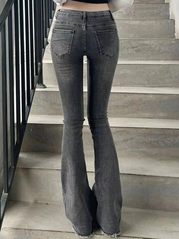 Разклешени дънки от деним Дамски секси пролетни универсални кльощави дънки с пълна дължина Ulzzang Ежедневни модни джобове Популярен шик