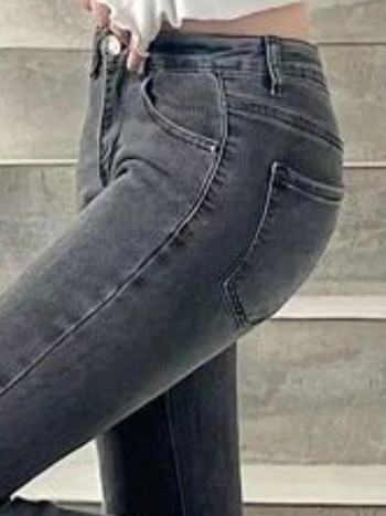 Разклешени дънки от деним Дамски секси пролетни универсални кльощави дънки с пълна дължина Ulzzang Ежедневни модни джобове Популярен шик