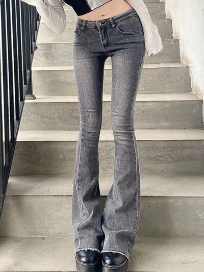 Fényes farmer farmer Női alacsony derékú Szexi tavaszi, minden meccsen vékony, teljes hosszúságú női Ulzzang alkalmi divat zsebek Népszerű elegáns