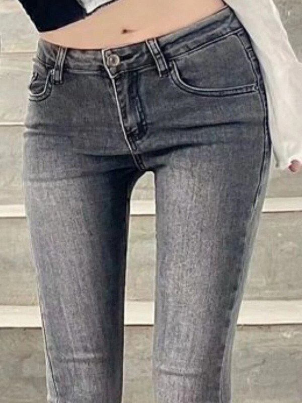 Fényes farmer farmer Női alacsony derékú Szexi tavaszi, minden meccsen vékony, teljes hosszúságú női Ulzzang alkalmi divat zsebek Népszerű elegáns