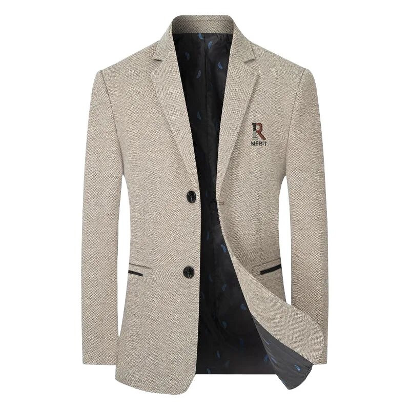 Noi Bărbați Business Casual Blazere Cașmir Costume Jachete Amestec de lână Bărbați Toamnă Iarnă Blazere Slim Fit Costume Mantoane Îmbrăcăminte pentru bărbați