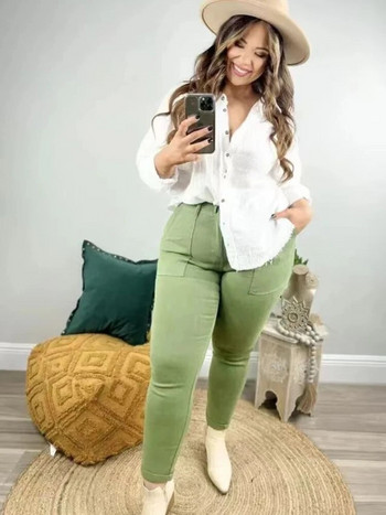 Γυναικεία FSMG Plus Size Loose τζιν από χαρέμι, ελαστική μέση Casual μοντέρνα άνετα ίσια τζιν παντελόνια για την άνοιξη και το φθινόπωρο