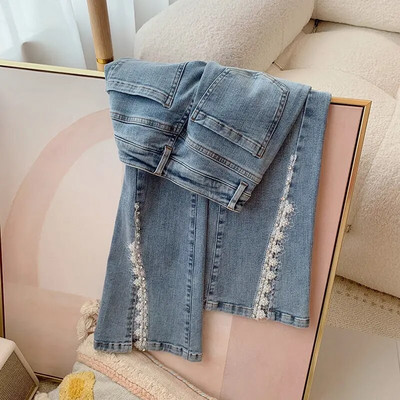 Lepršave traperice za žene Vintage Isprane Do Old Basic Slatki korejski stil Moda Ležerne do gležnja Nježni dizajn za sve