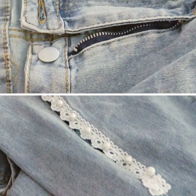 Lepršave traperice za žene Vintage Isprane Do Old Basic Slatki korejski stil Moda Ležerne do gležnja Nježni dizajn za sve