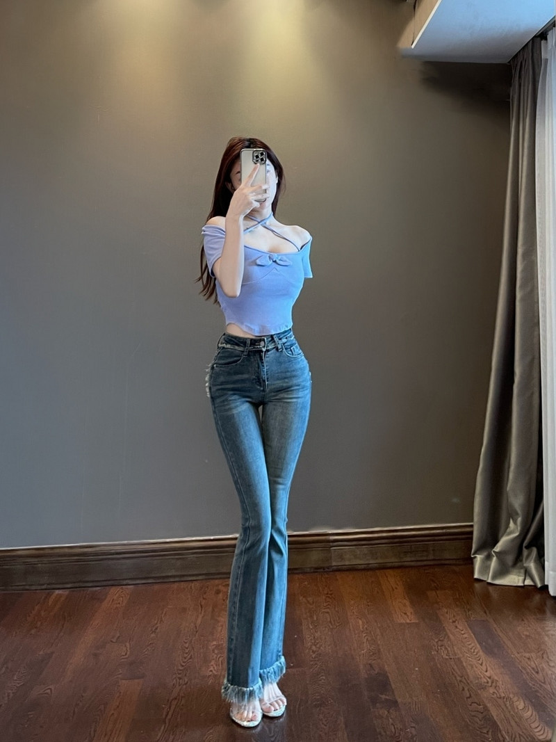 WOMENGAGA Bojt Flare Pants Farmer 2023 Új vékony, magas derékú, rugalmas patkó nadrág farmer nadrág divat női szexi K5BG