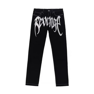 Pantaloni stradă brodați cu litere din High Street Hip Hop largi y2K Pantaloni bărbați din denim, drepti, pantaloni casual, blugi, BĂRBAȚI de lux