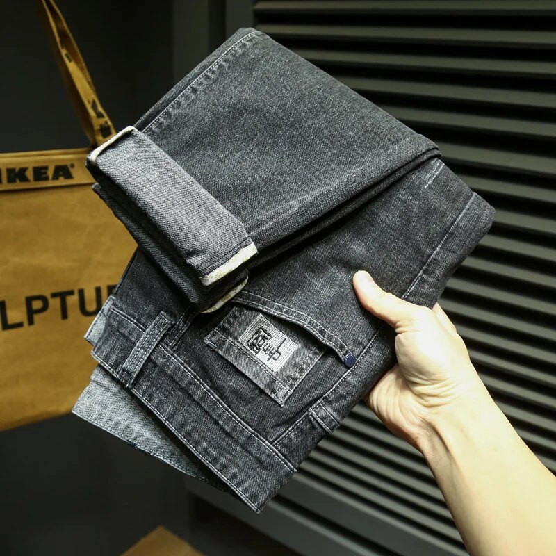 Jesen 2023, nove mode s vezom, muške uske traperice, rastezljive, udobne, traper hlače malih stopala u klasičnom stilu, muške