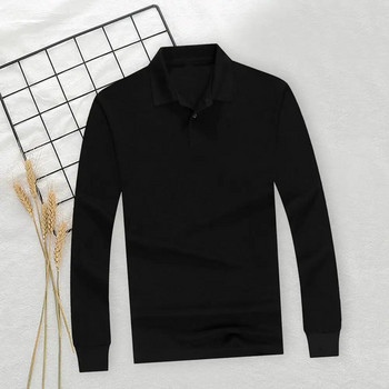 Мъжка риза с дълъг ръкав Премиум мъжка бизнес риза с ревери, дълъг ръкав, абсорбиращ потта, пуловер против бръчки, топ за полиран