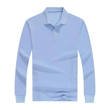 Мъжка риза с дълъг ръкав Премиум мъжка бизнес риза с ревери, дълъг ръкав, абсорбиращ потта, пуловер против бръчки, топ за полиран