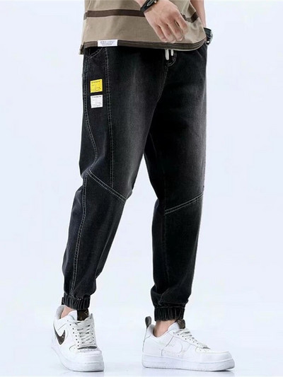 2022, vara, blugi pentru bărbați, jogger, pantaloni harem subțiri, pantaloni din bumbac, cu bandă, stil coreean, albastru deschis, hip hop, picior, pantaloni casual pentru bărbați