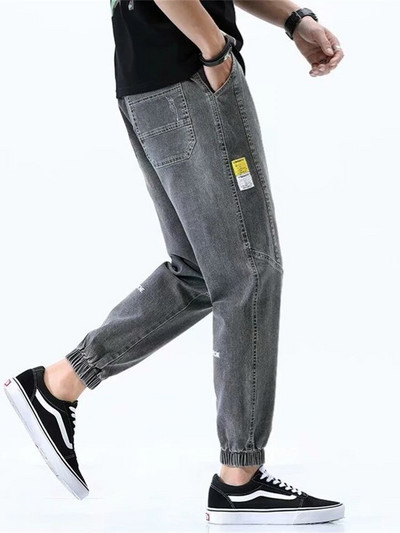 2022, vara, blugi pentru bărbați, jogger, pantaloni harem subțiri, pantaloni din bumbac, cu bandă, stil coreean, albastru deschis, hip hop, picior, pantaloni casual pentru bărbați